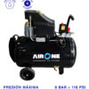 COMPRESOR DE AIRE AIRONE 2HP 100L 8BAR 7CFM