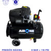 COMPRESOR DE AIRE AIRONE 3HP 100L 8BAR 11CFM